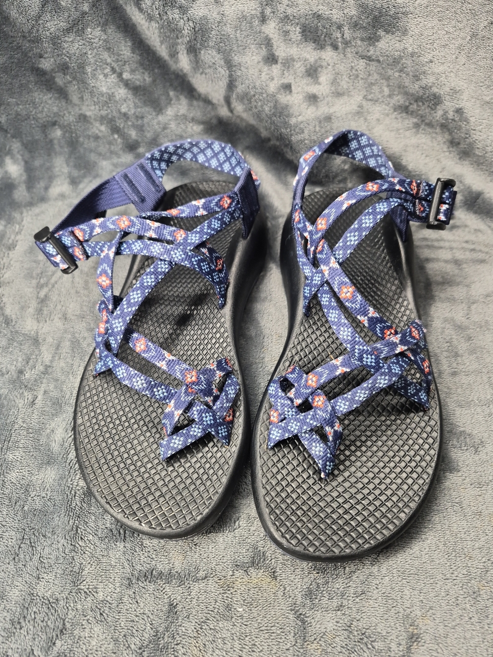 CHACO Blue & Orange ZX/2 Classic Pattern Straps Hiking Sandals Shoes Size W7 - Picture 9 of 9